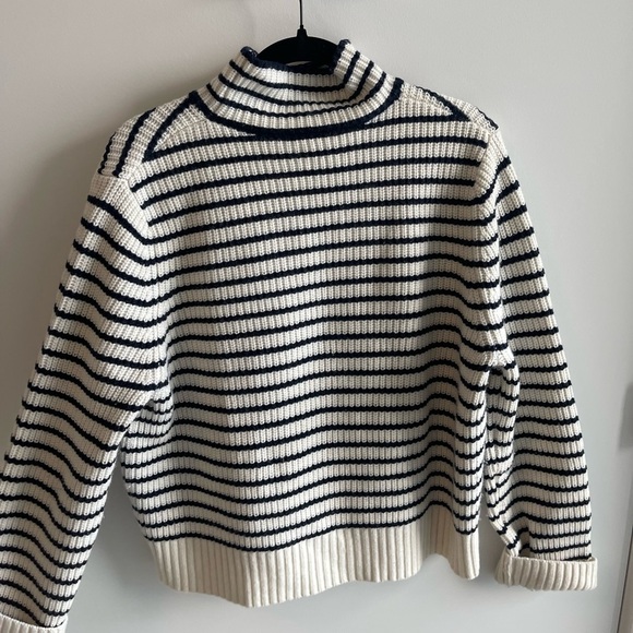 KULE Striped Turtleneck Sweater - Blue and White - Picture 6 of 6